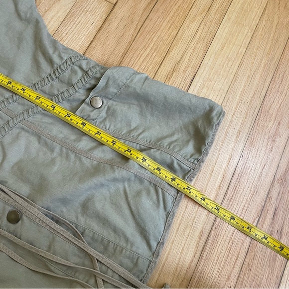 Women’s Free People Vintage Hooded Jacket Short Sleeve Drawstring Size 8 Green - Picture 8 of 11